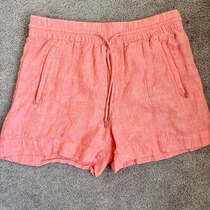 Athleta High Waist Coral 100% Linen Shorts